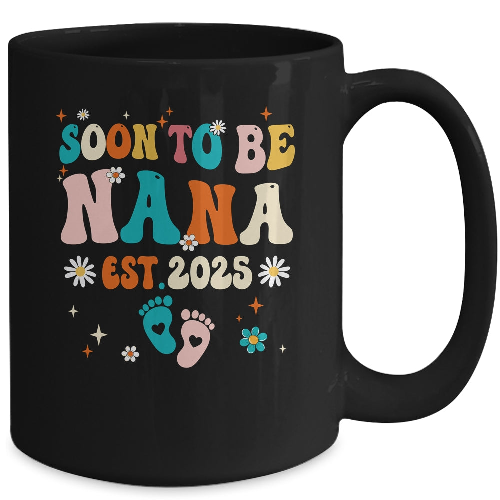 Soon To Be Nana Est 2025 Pregnancy Announcement Groovy Mug | siriusteestore
