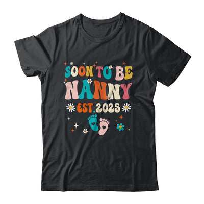 Soon To Be Nanny Est 2025 Pregnancy Announcement Groovy Shirt & Tank Top | siriusteestore