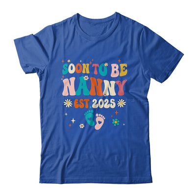 Soon To Be Nanny Est 2025 Pregnancy Announcement Groovy Shirt & Tank Top | siriusteestore