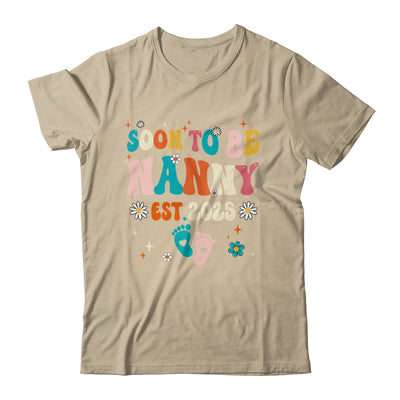 Soon To Be Nanny Est 2025 Pregnancy Announcement Groovy Shirt & Tank Top | siriusteestore