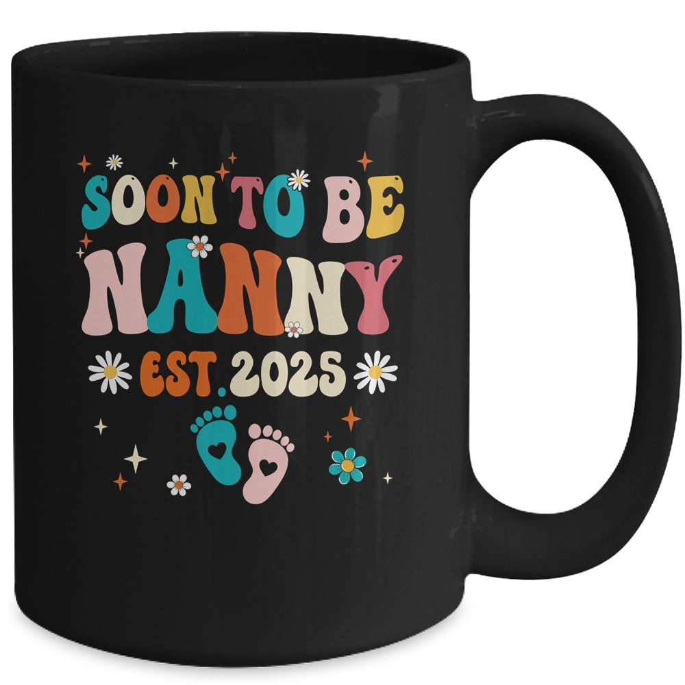 Soon To Be Nanny Est 2025 Pregnancy Announcement Groovy Mug | siriusteestore