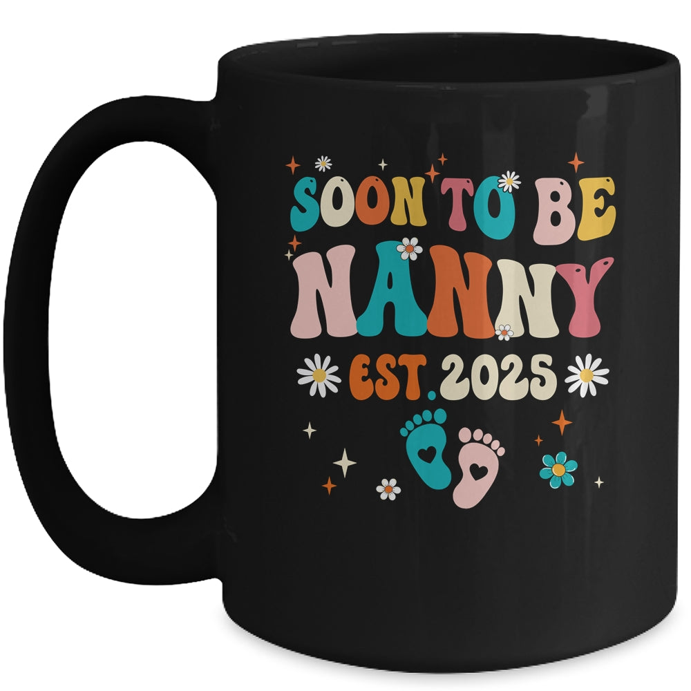 Soon To Be Nanny Est 2025 Pregnancy Announcement Groovy Mug | siriusteestore
