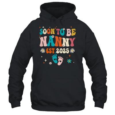 Soon To Be Nanny Est 2025 Pregnancy Announcement Groovy Shirt & Tank Top | siriusteestore