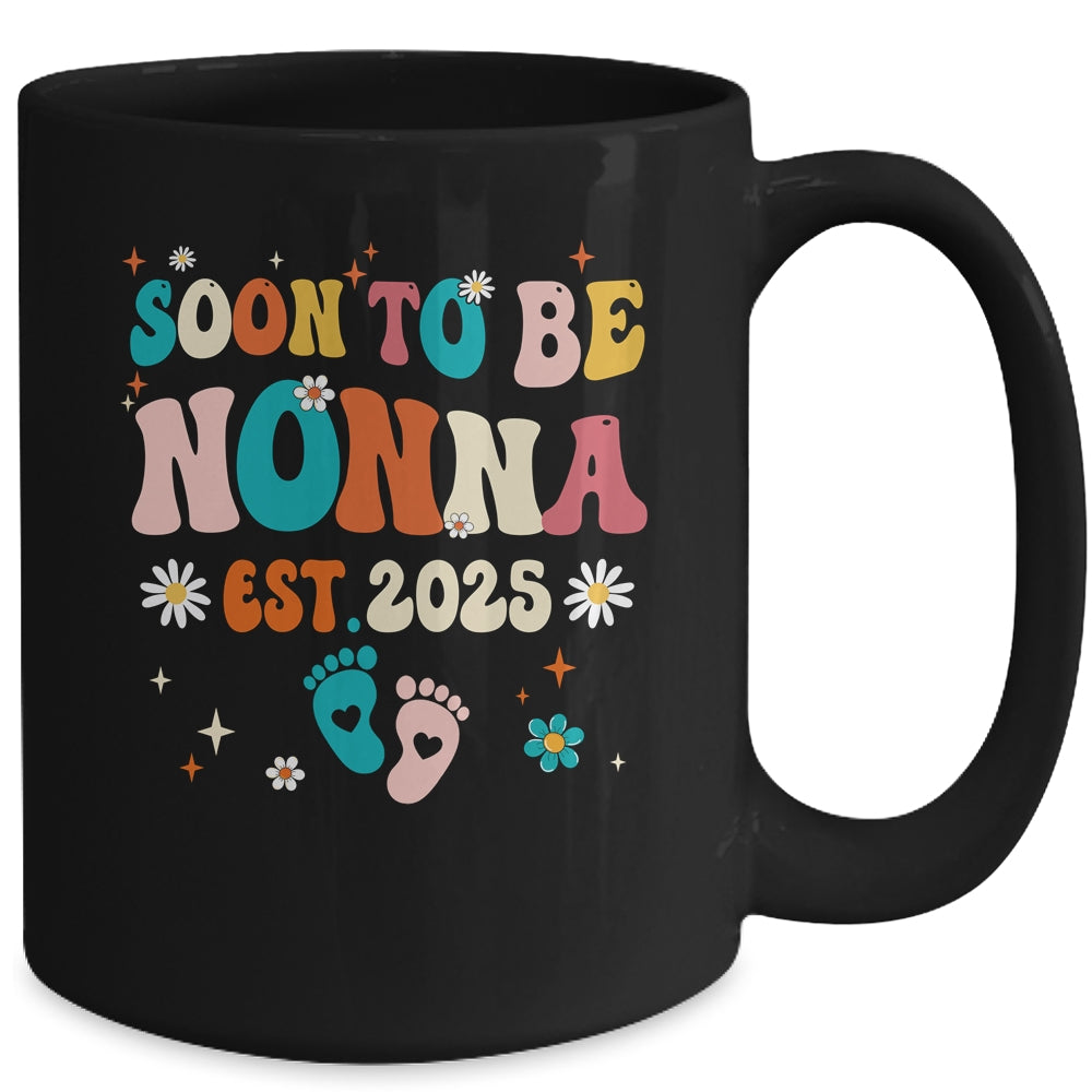 Soon To Be Nonna Est 2025 Pregnancy Announcement Groovy Mug | siriusteestore