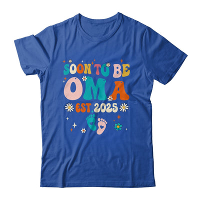 Soon To Be Oma Est 2025 Pregnancy Announcement Groovy Shirt & Tank Top | siriusteestore