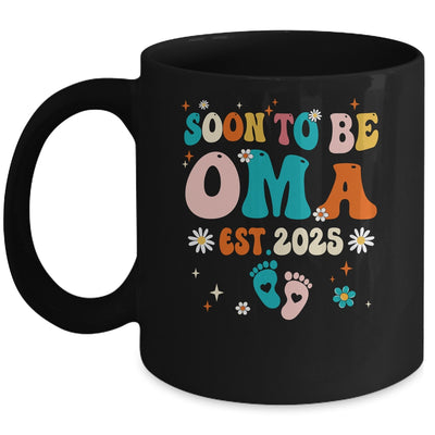 Soon To Be Oma Est 2025 Pregnancy Announcement Groovy Mug | siriusteestore