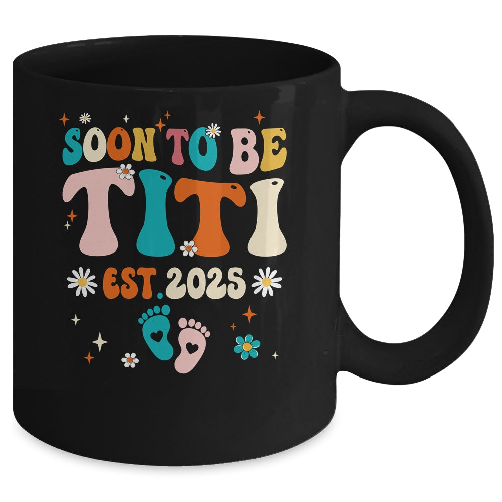 Soon To Be Titi Est 2025 Pregnancy Announcement Groovy Mug | siriusteestore
