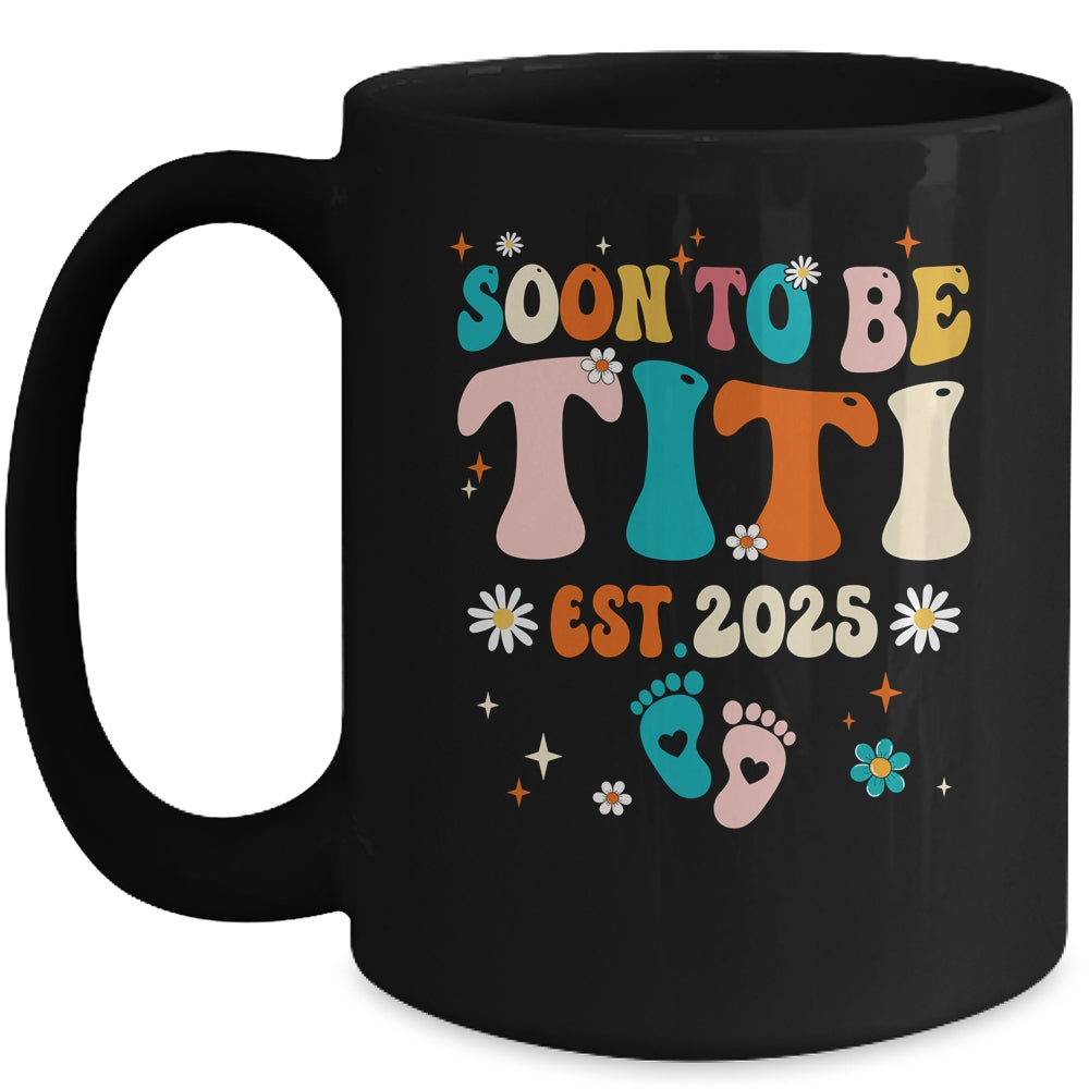 Soon To Be Titi Est 2025 Pregnancy Announcement Groovy Mug | siriusteestore
