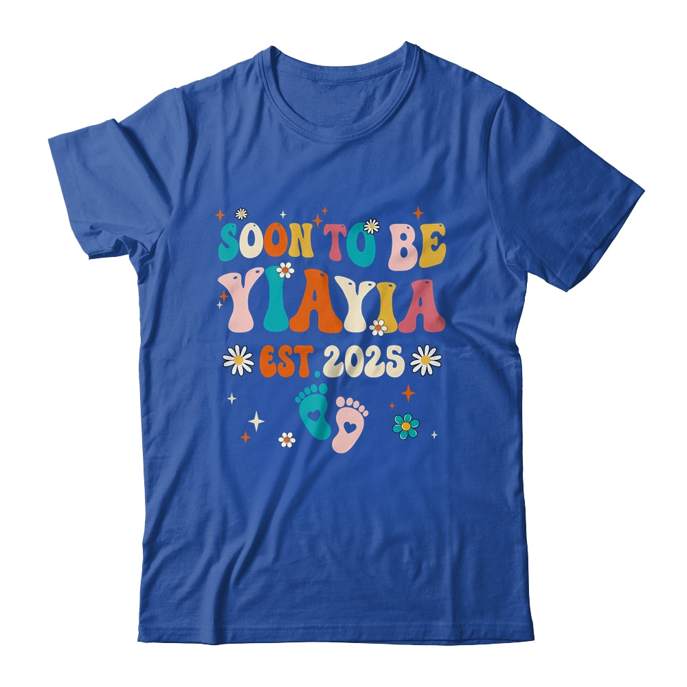 Soon To Be Yiayia Est 2025 Pregnancy Announcement Groovy Shirt & Tank Top | siriusteestore