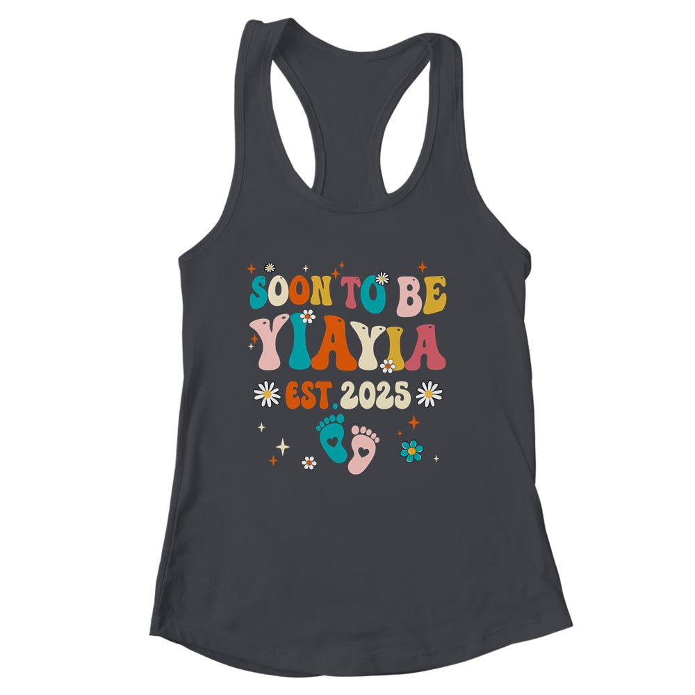 Soon To Be Yiayia Est 2025 Pregnancy Announcement Groovy Shirt & Tank Top | siriusteestore