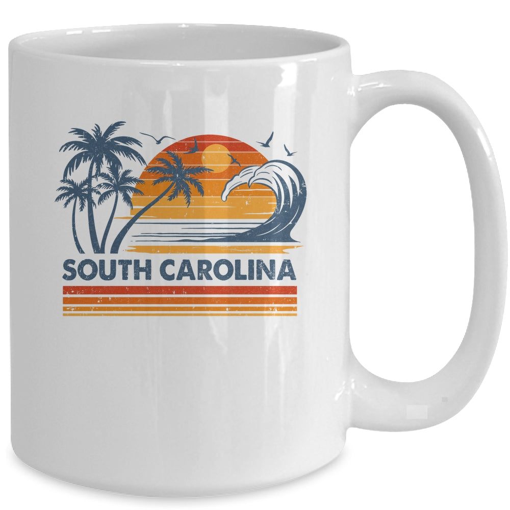 South Carolina Vacation Sunset Cute 70s Vintage Retro Beach Mug | siriusteestore