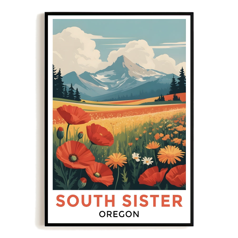 South Sister Oregon Vintage Travel Poster Nature Mountain Souvenir Wall Art Landscape Prints Paintings Picture For Home Room Living Room Office Bedroom Decor Unframed | siriusteestore