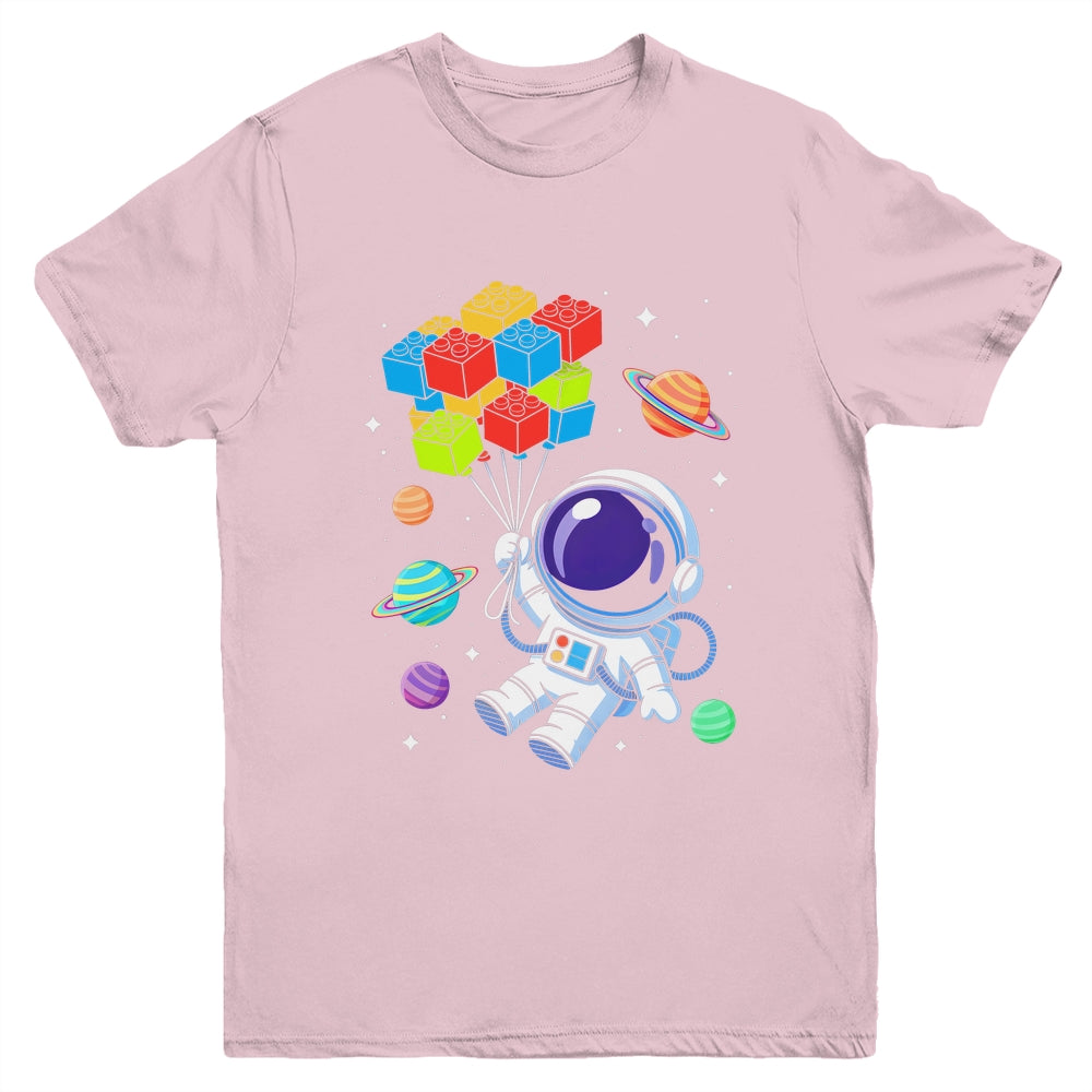 Space Astronaut Master Builder Funny Building Blocks Bricks Youth Shirt | siriusteestore