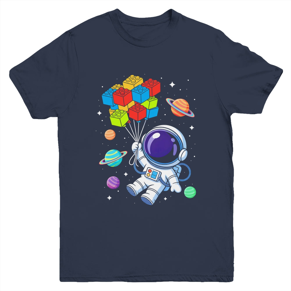 Space Astronaut Master Builder Funny Building Blocks Bricks Youth Shirt | siriusteestore