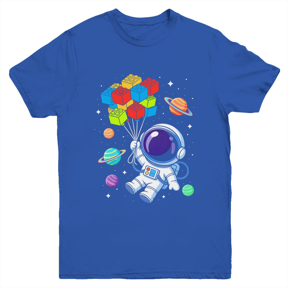 Space Astronaut Master Builder Funny Building Blocks Bricks Youth Shirt | siriusteestore