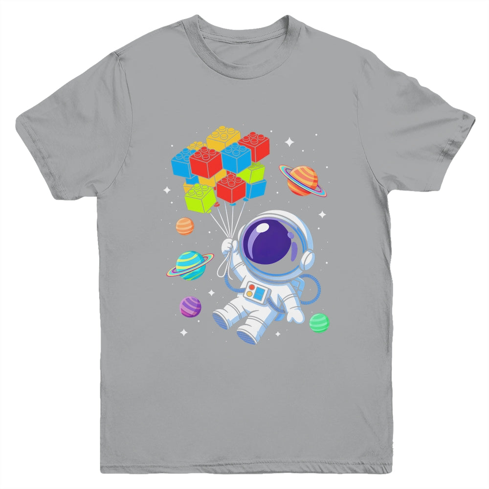 Space Astronaut Master Builder Funny Building Blocks Bricks Youth Shirt | siriusteestore