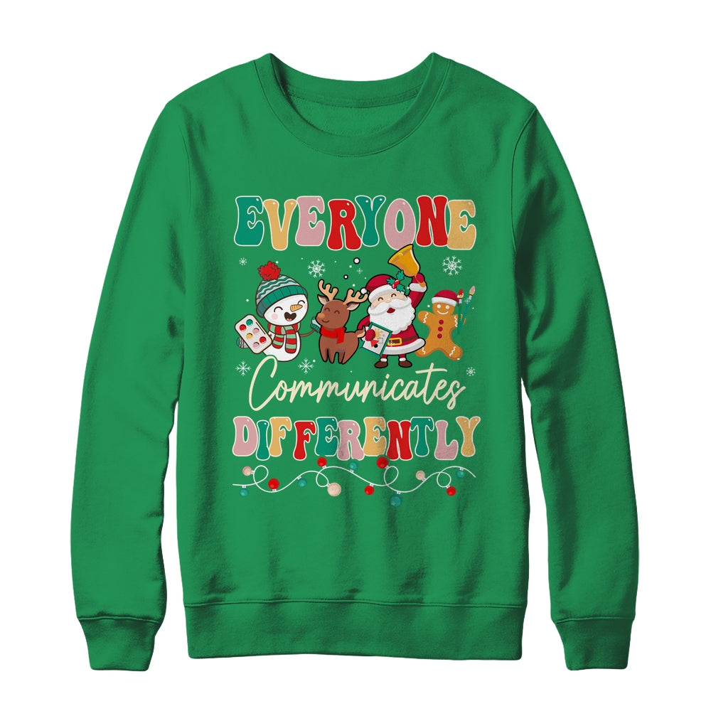 Speech Therapy Christmas Everyone Communicates Differently Shirt & Sweatshirt | siriusteestore