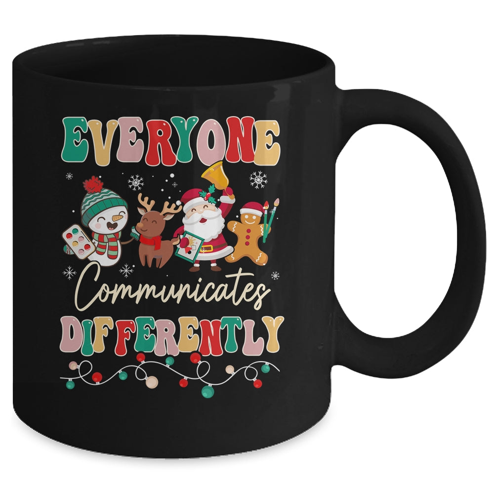 Speech Therapy Christmas Everyone Communicates Differently Mug | siriusteestore