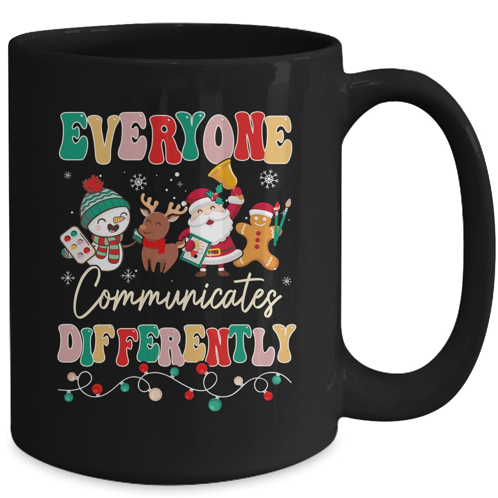 Speech Therapy Christmas Everyone Communicates Differently Mug | siriusteestore