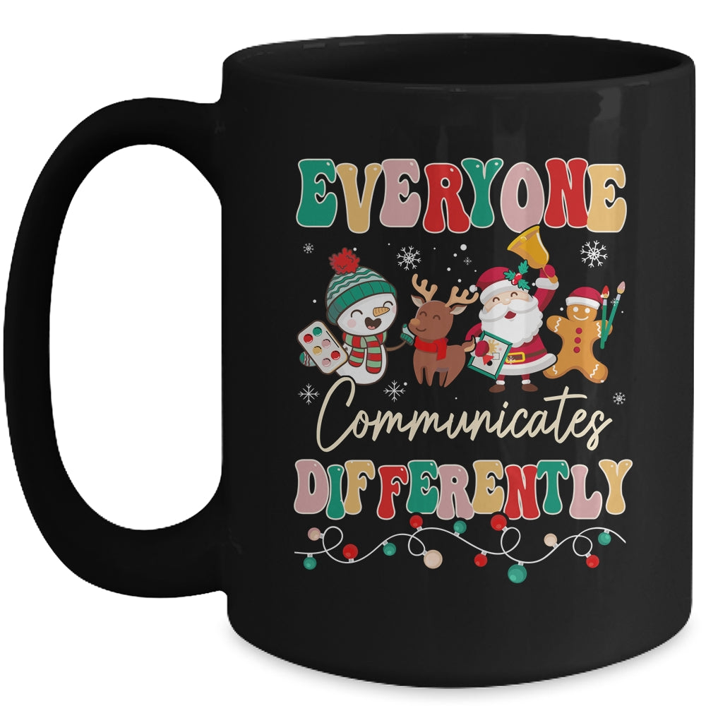 Speech Therapy Christmas Everyone Communicates Differently Mug | siriusteestore