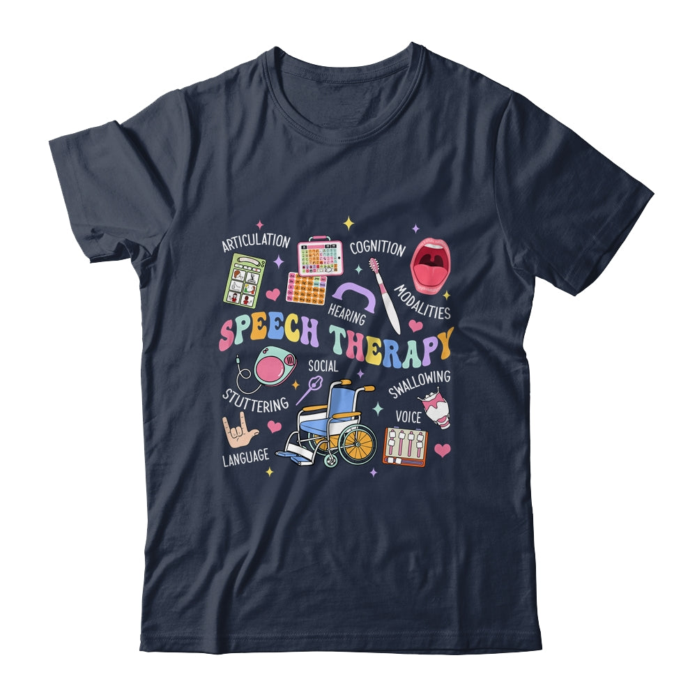 Speech Therapy Retro Groovy Language Pathologist Therapist Shirt & Tank Top | siriusteestore
