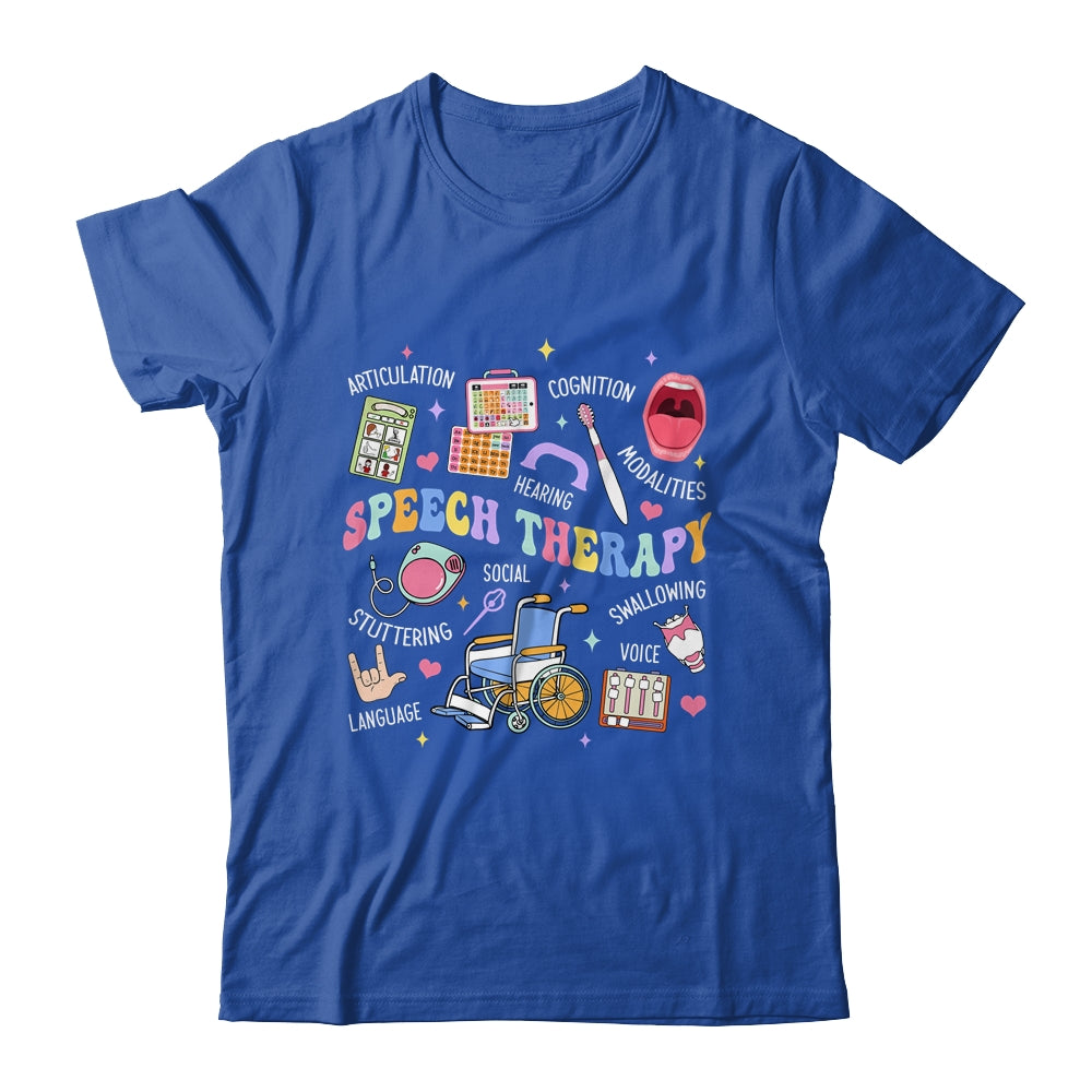 Speech Therapy Retro Groovy Language Pathologist Therapist Shirt & Tank Top | siriusteestore