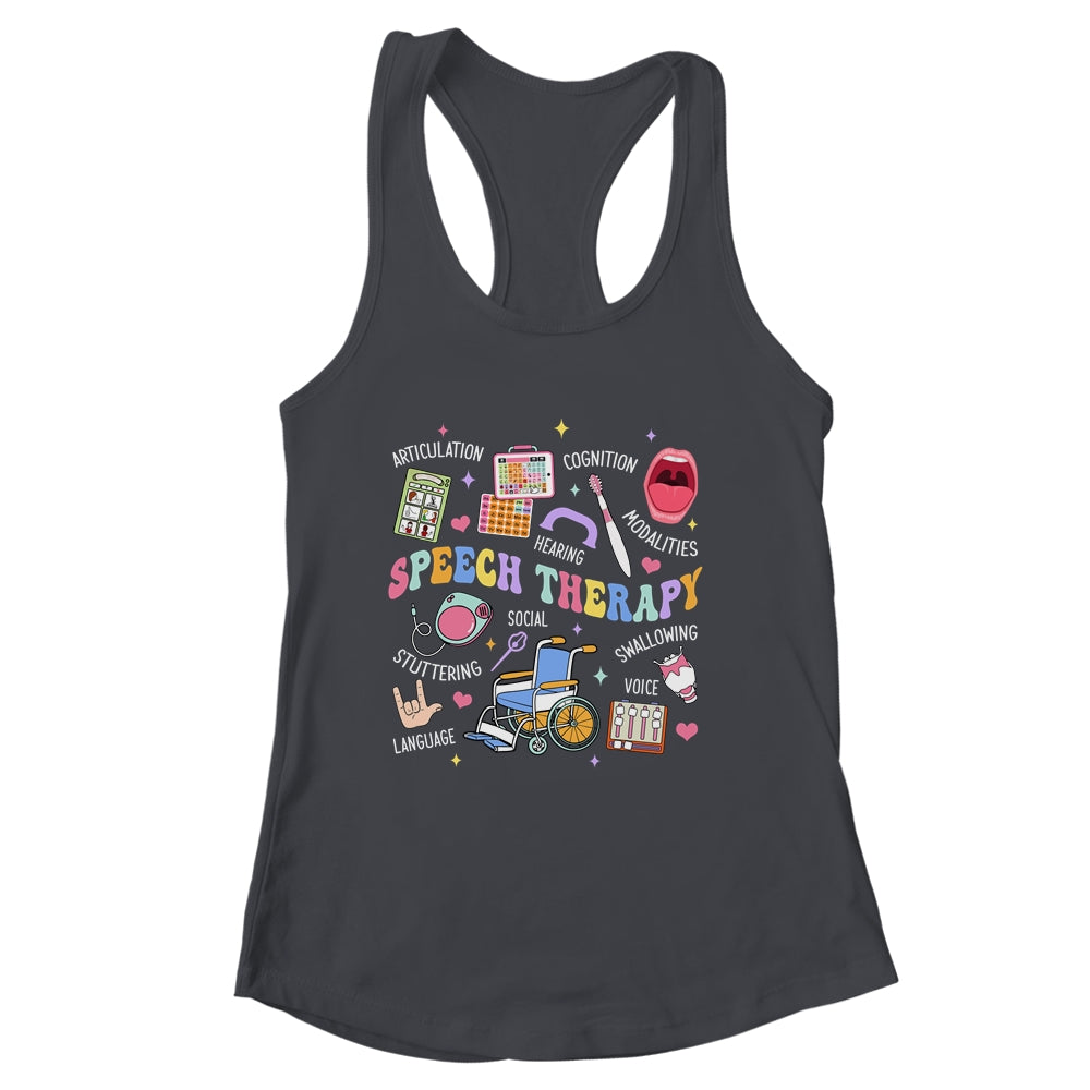 Speech Therapy Retro Groovy Language Pathologist Therapist Shirt & Tank Top | siriusteestore
