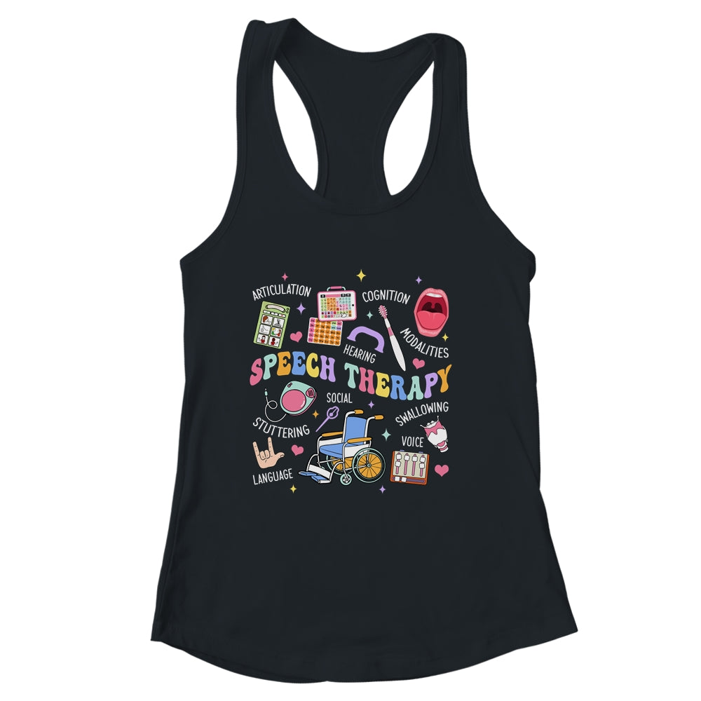 Speech Therapy Retro Groovy Language Pathologist Therapist Shirt & Tank Top | siriusteestore