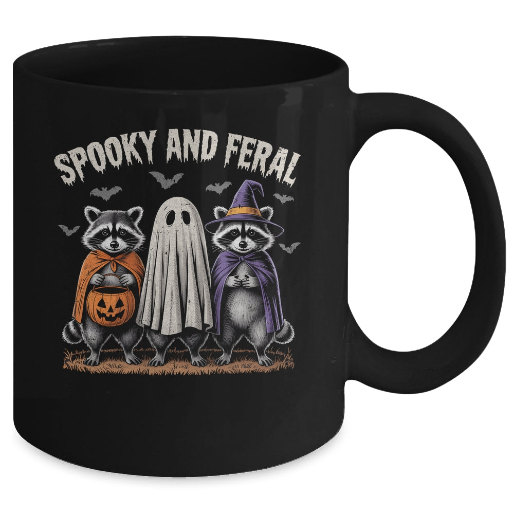 Spooky And Feral Halloween Cute Ghost Raccoon Trick Or Treat Mug | siriusteestore