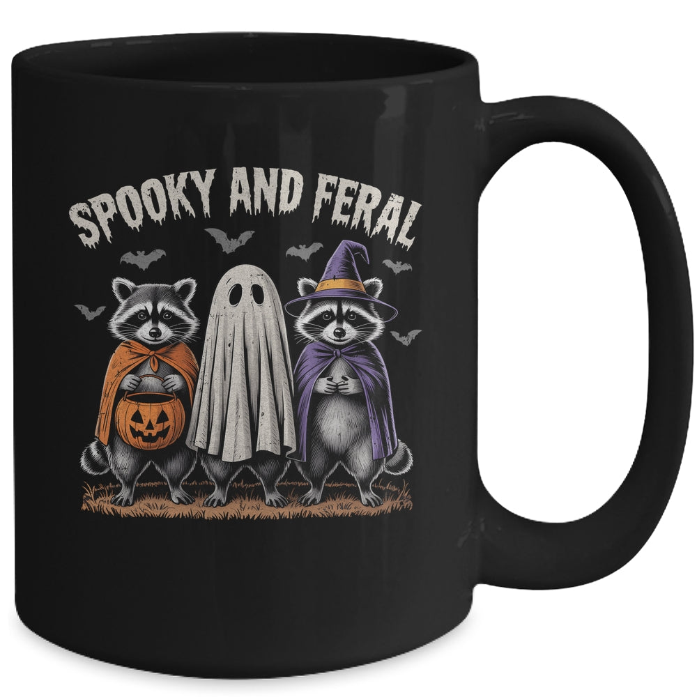 Spooky And Feral Halloween Cute Ghost Raccoon Trick Or Treat Mug | siriusteestore