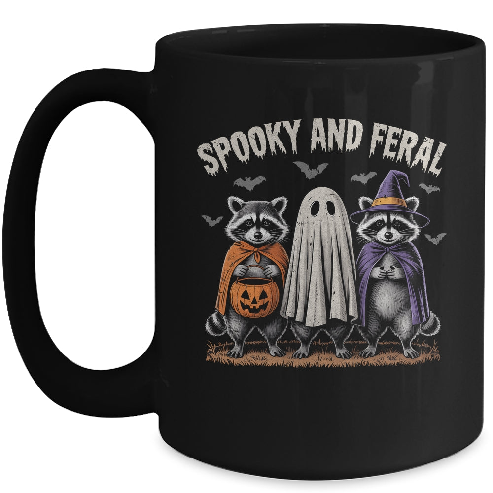 Spooky And Feral Halloween Cute Ghost Raccoon Trick Or Treat Mug | siriusteestore