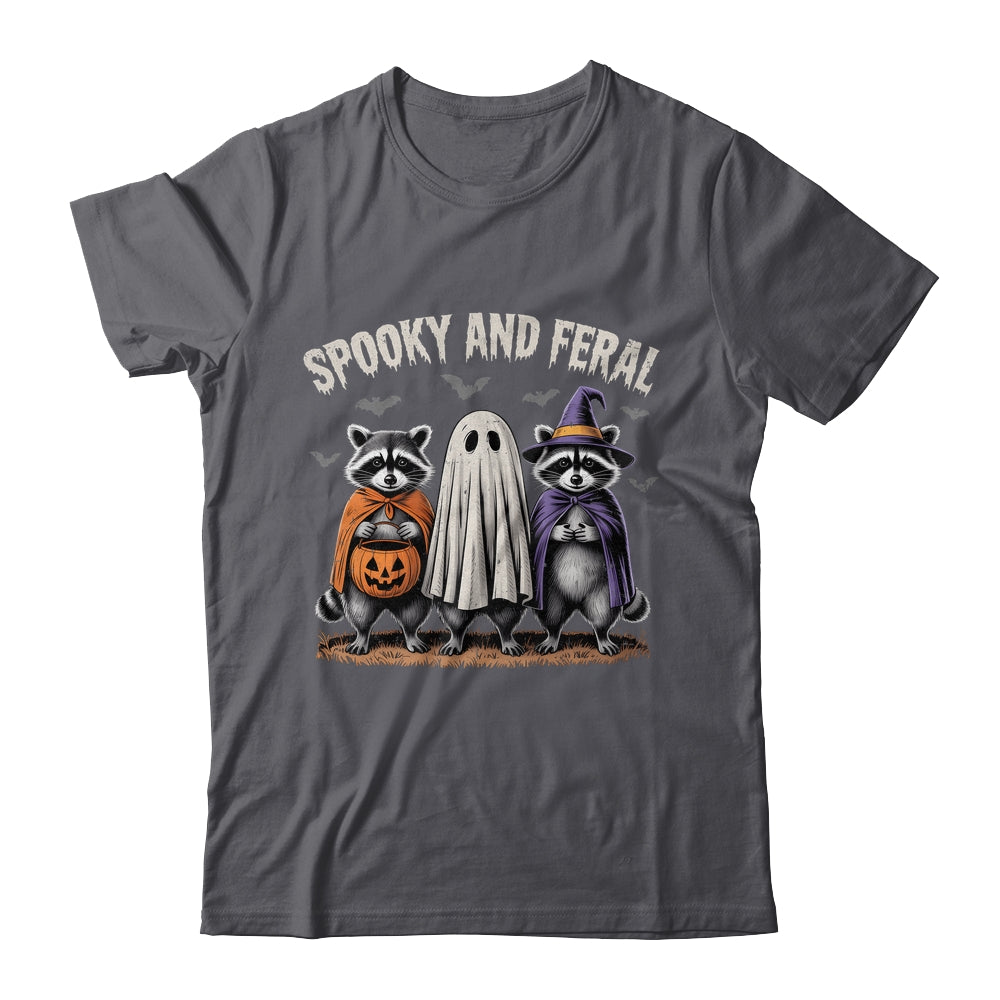 Spooky And Feral Halloween Cute Ghost Raccoon Trick Or Treat Shirt & Hoodie | siriusteestore