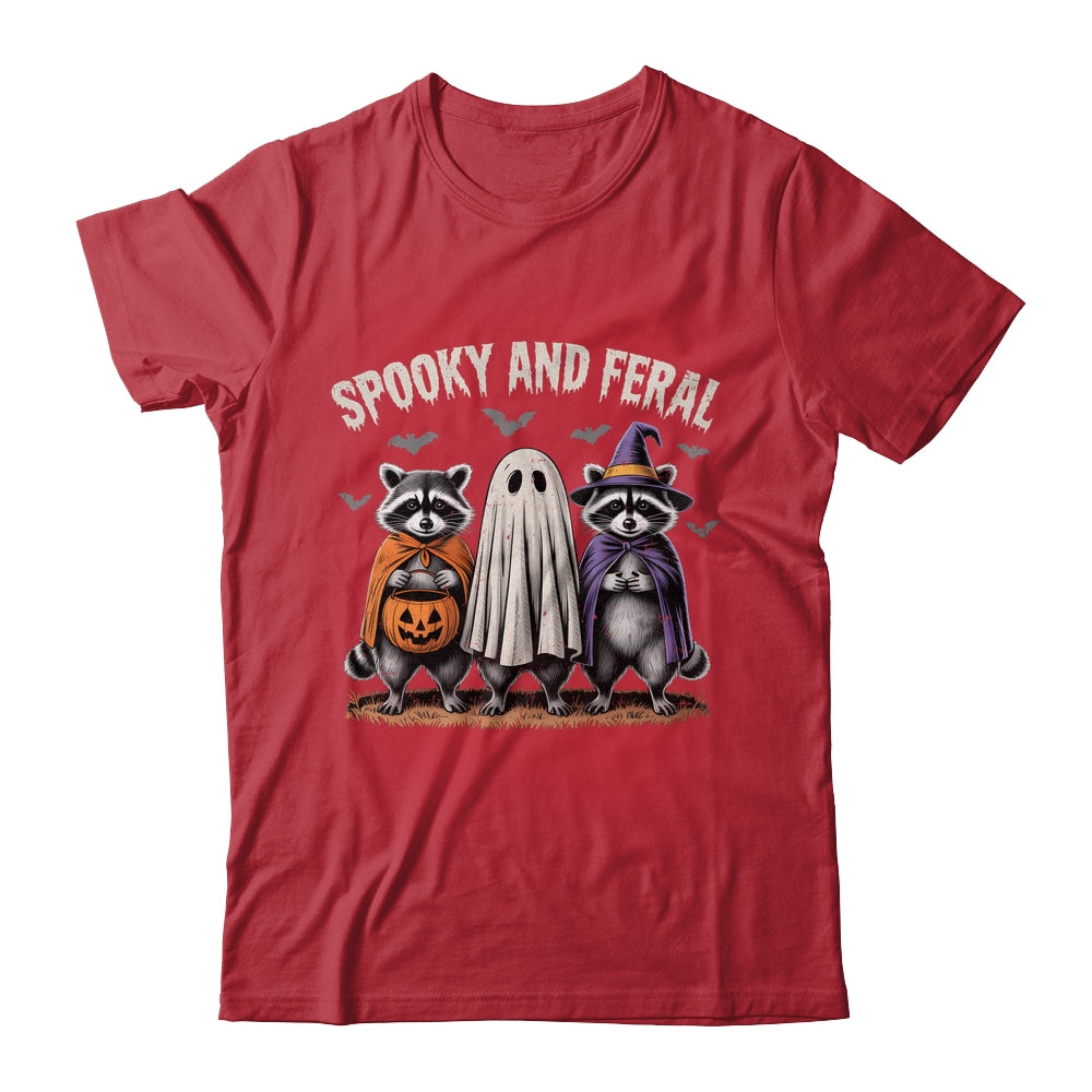 Spooky And Feral Halloween Cute Ghost Raccoon Trick Or Treat Shirt & Hoodie | siriusteestore