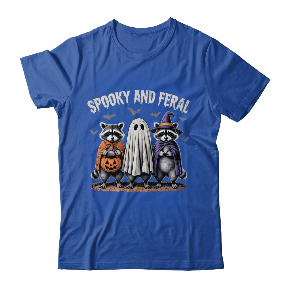 Spooky And Feral Halloween Cute Ghost Raccoon Trick Or Treat Shirt & Hoodie | siriusteestore