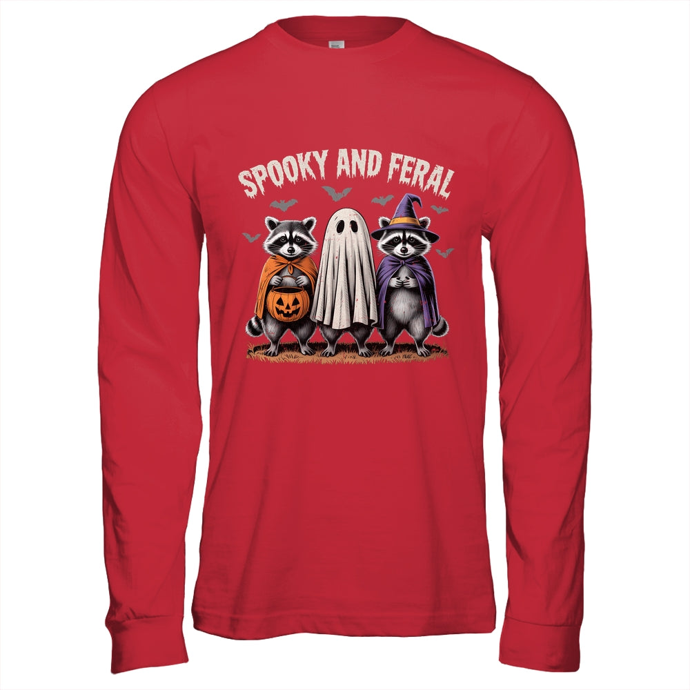 Spooky And Feral Halloween Cute Ghost Raccoon Trick Or Treat Shirt & Hoodie | siriusteestore