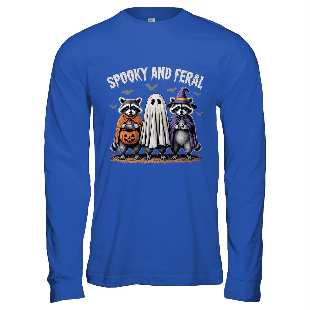 Spooky And Feral Halloween Cute Ghost Raccoon Trick Or Treat Shirt & Hoodie | siriusteestore