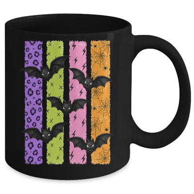 Spooky Bats Halloween Colorful Stripes Fall Graphic Women Mug | siriusteestore