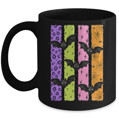 Spooky Bats Halloween Colorful Stripes Fall Graphic Women Mug | siriusteestore