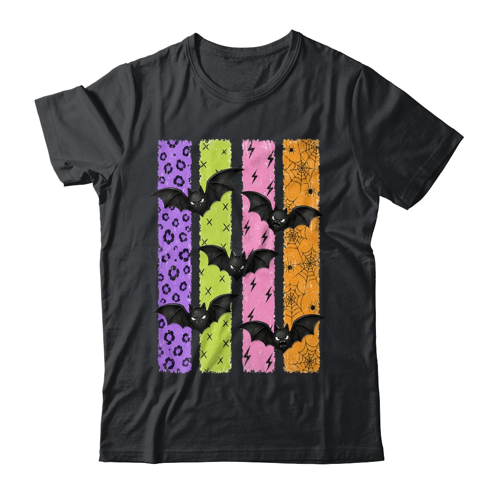 Spooky Bats Halloween Colorful Stripes Fall Graphic Women Shirt & Sweatshirt | siriusteestore