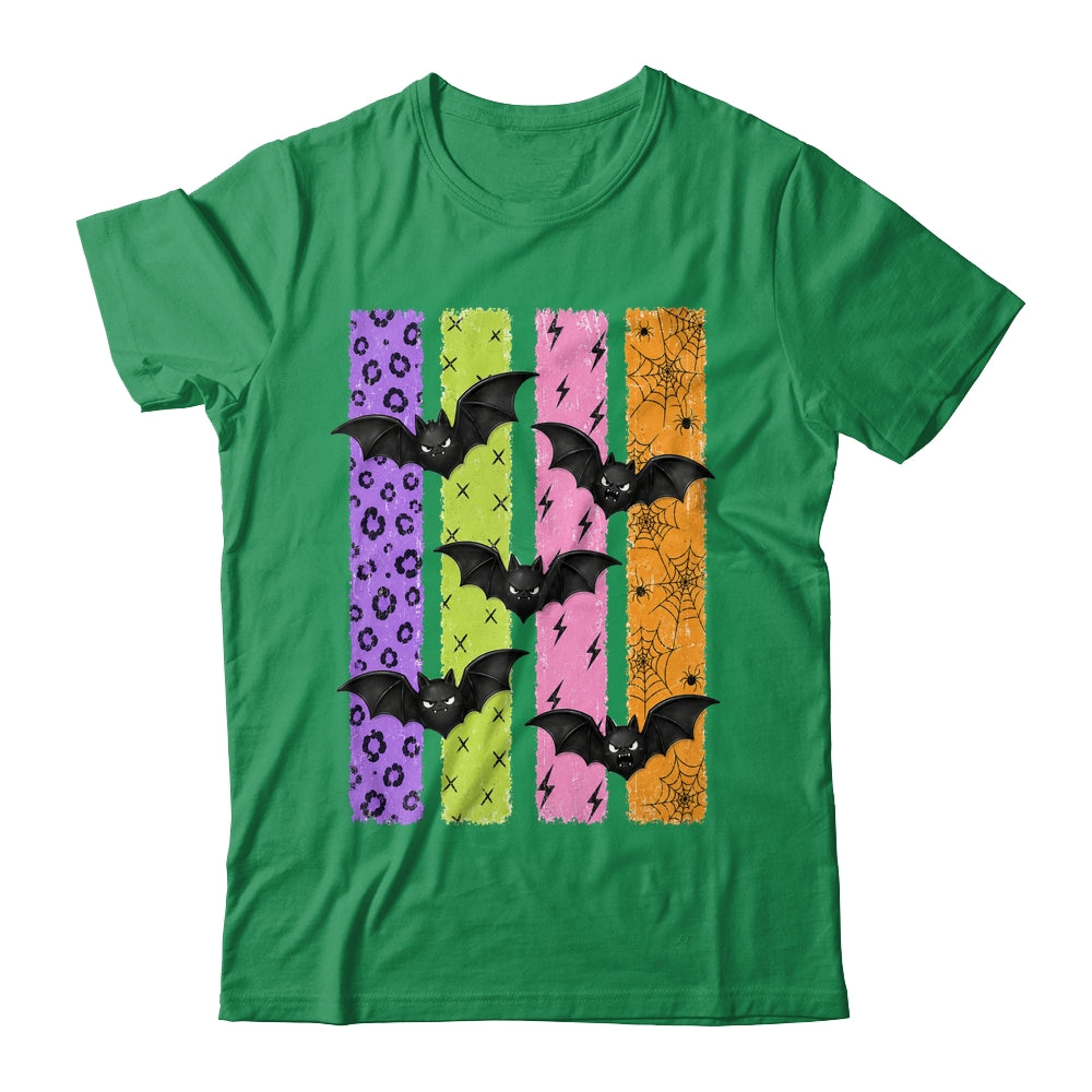 Spooky Bats Halloween Colorful Stripes Fall Graphic Women Shirt & Sweatshirt | siriusteestore