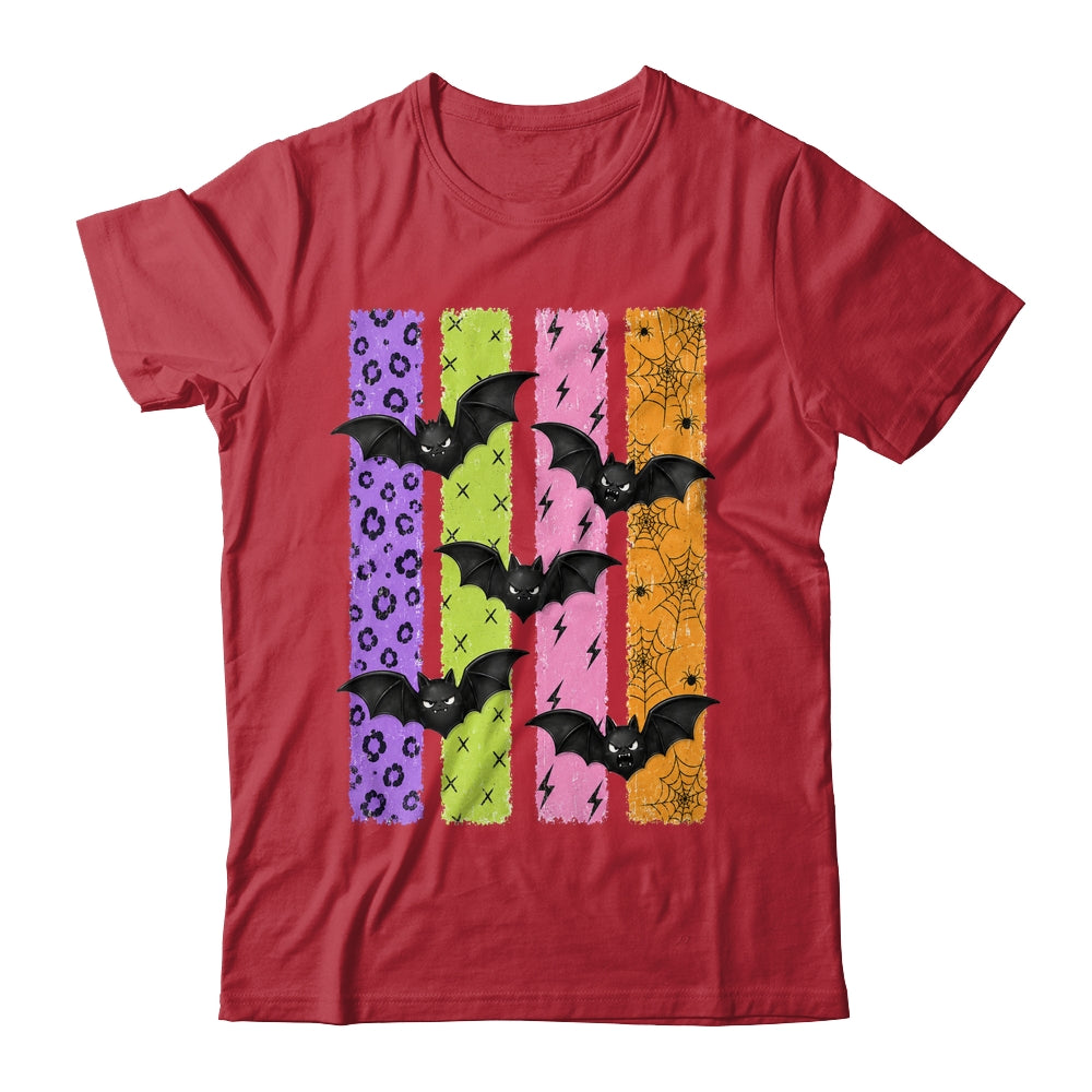 Spooky Bats Halloween Colorful Stripes Fall Graphic Women Shirt & Sweatshirt | siriusteestore