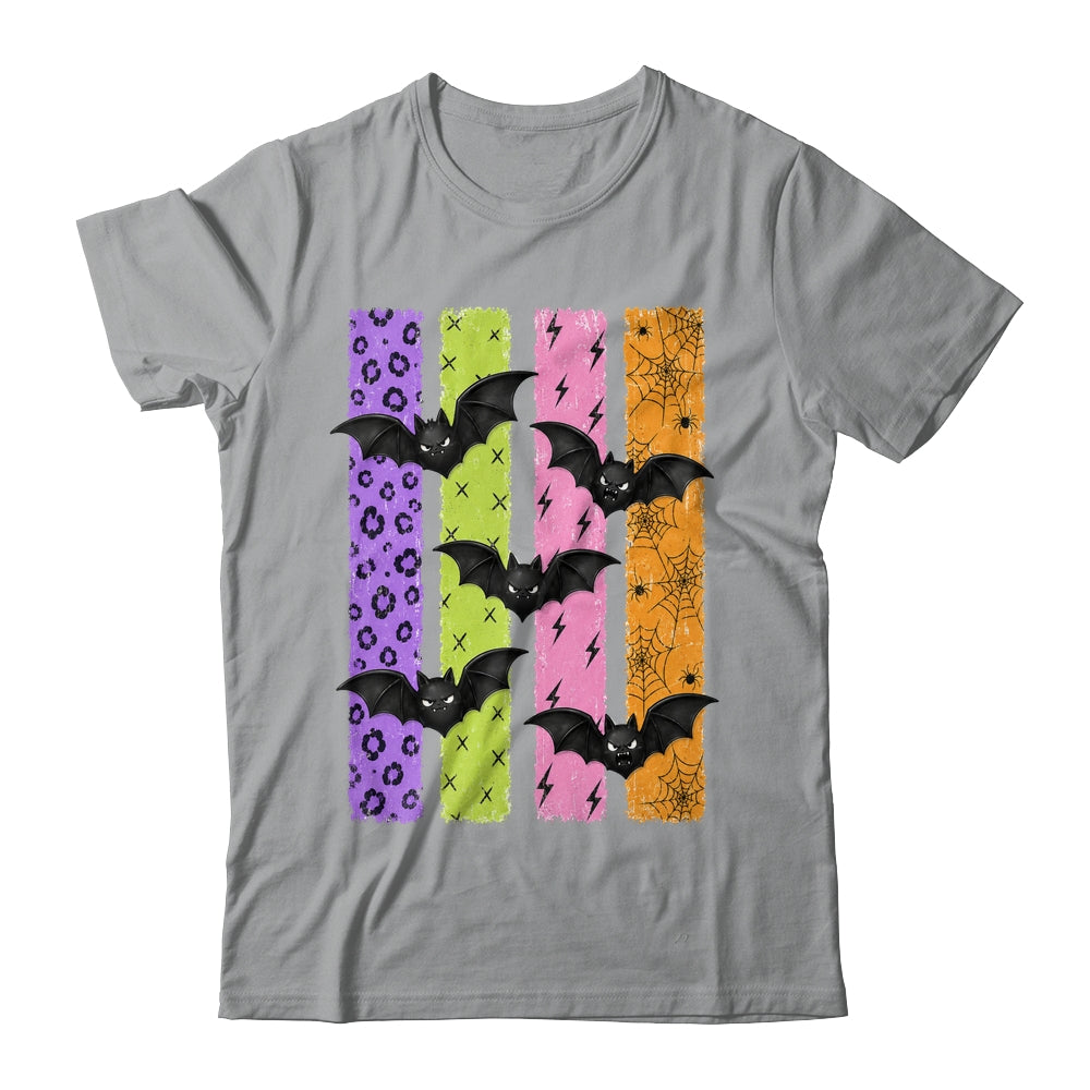 Spooky Bats Halloween Colorful Stripes Fall Graphic Women Shirt & Sweatshirt | siriusteestore