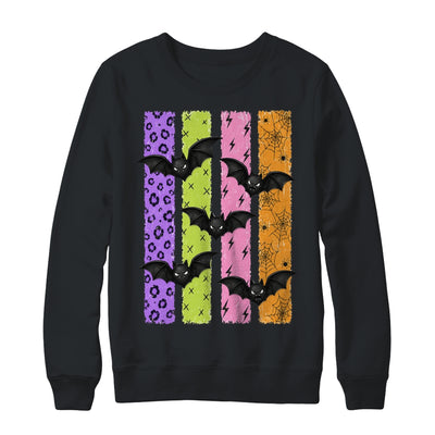 Spooky Bats Halloween Colorful Stripes Fall Graphic Women Shirt & Sweatshirt | siriusteestore