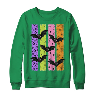 Spooky Bats Halloween Colorful Stripes Fall Graphic Women Shirt & Sweatshirt | siriusteestore