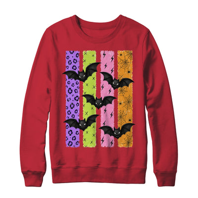 Spooky Bats Halloween Colorful Stripes Fall Graphic Women Shirt & Sweatshirt | siriusteestore
