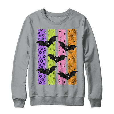 Spooky Bats Halloween Colorful Stripes Fall Graphic Women Shirt & Sweatshirt | siriusteestore