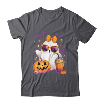 Spooky Cute Ghost Drinking Pumpkin Iced Coffee Halloween Bow Shirt & Sweatshirt | siriusteestore
