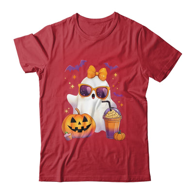 Spooky Cute Ghost Drinking Pumpkin Iced Coffee Halloween Bow Shirt & Sweatshirt | siriusteestore