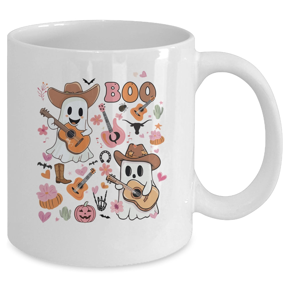 Spooky Ghost Cowboy Cute Halloween Season Boo Western Retro Mug | siriusteestore