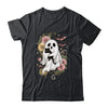Spooky Ghost Holding Black Cat Groovy Floral Halloween Shirt & Hoodie | siriusteestore